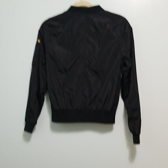 Love Tree black windbreaker/bomber style jacket with patches.  Size S. - Picture 6 of 6
